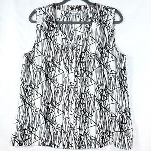 Calvin Klein Black and White Geometric Blouse | L